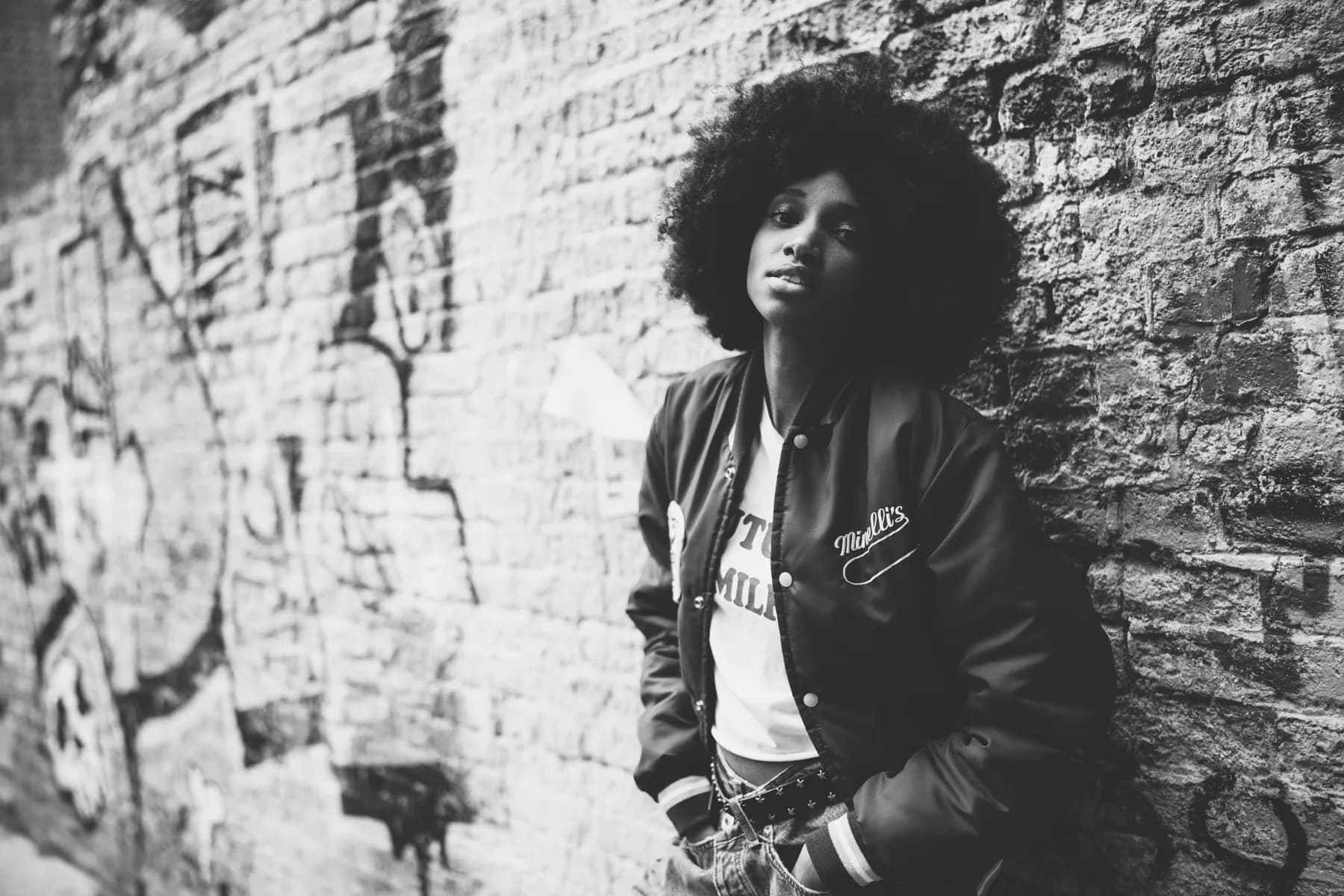 Streetwear portrait of model Jessica Janet photographed in Shoreditch, London